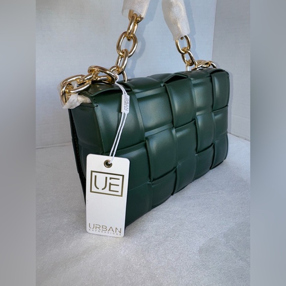 New Urban Expressions Dark Hunter Green Woven Shoulder Women’s Bag Purse-NWT - Picture 5 of 14